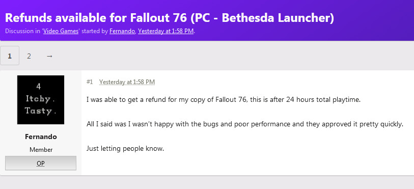 Bethesda возвращает деньги за Fallout 76