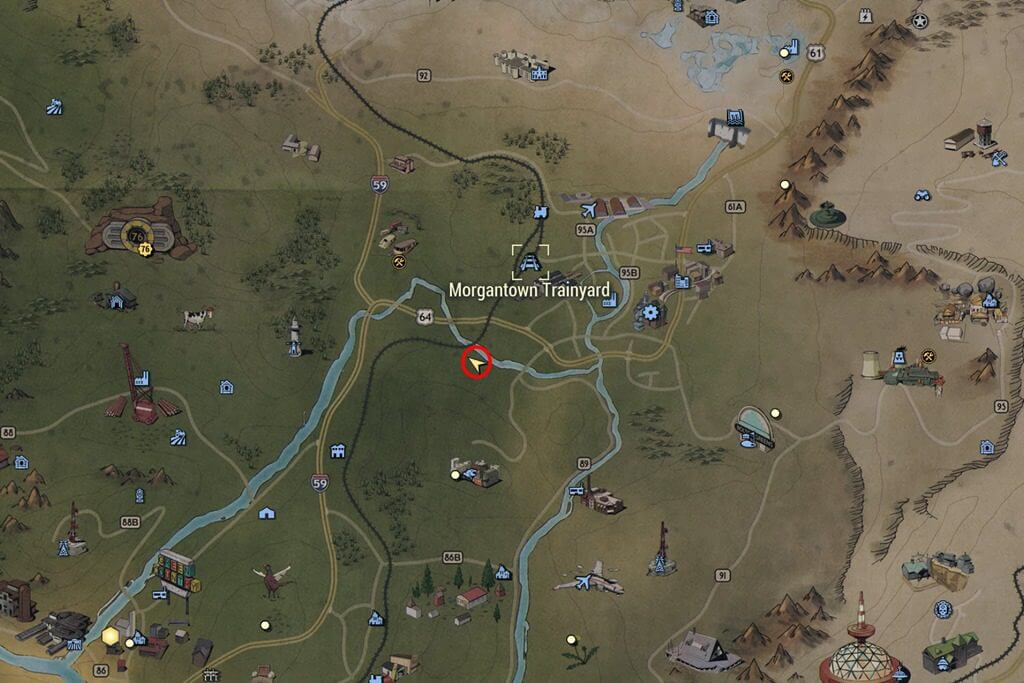 Карты лесных сокровищ 8 в Fallout 76 - место на карте